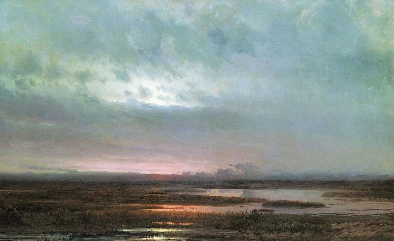 Alexei Savrasov Sundown over a marsh, Norge oil painting art